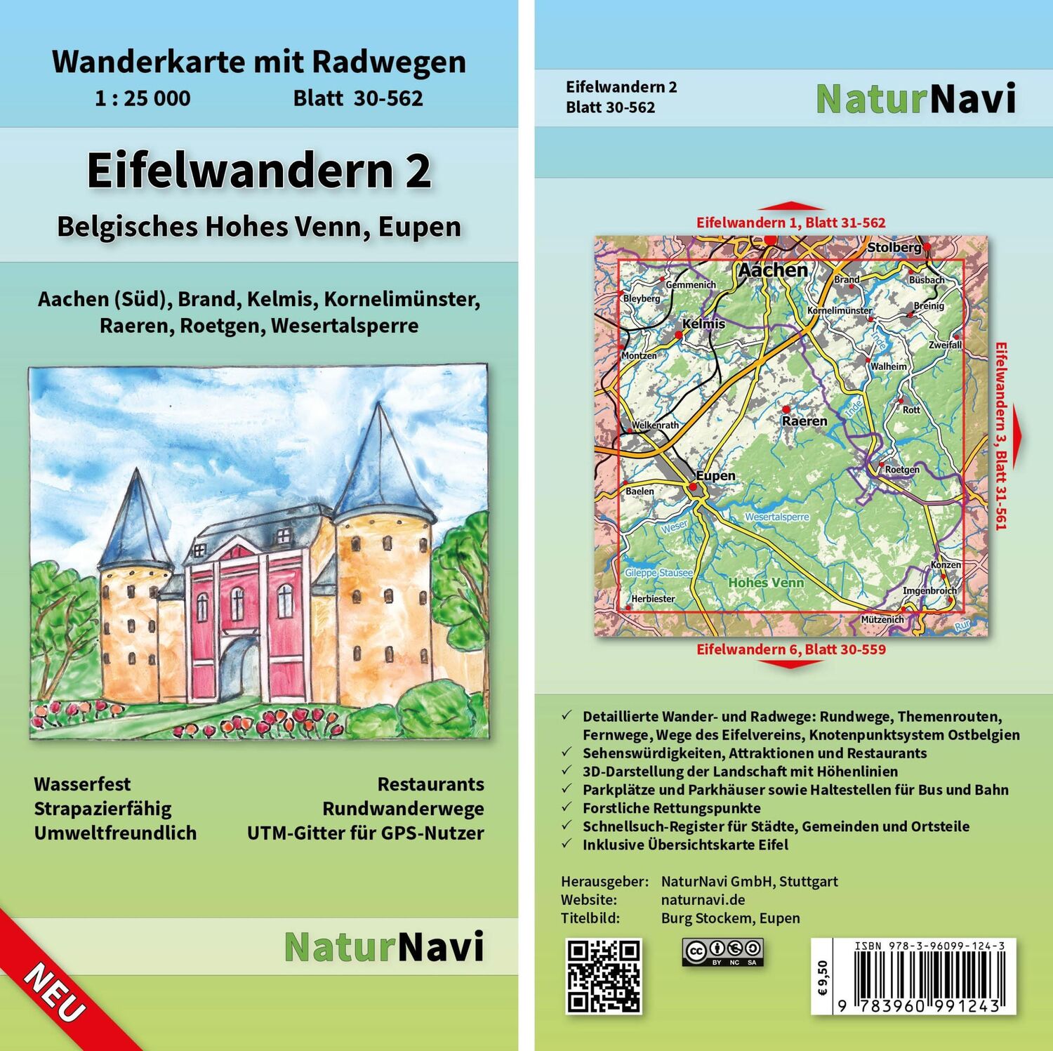 Cover: 9783960991243 | Eifelwandern 2 - Belgisches Hohes Venn, Eupen 1 : 25 000 | NaturNavi