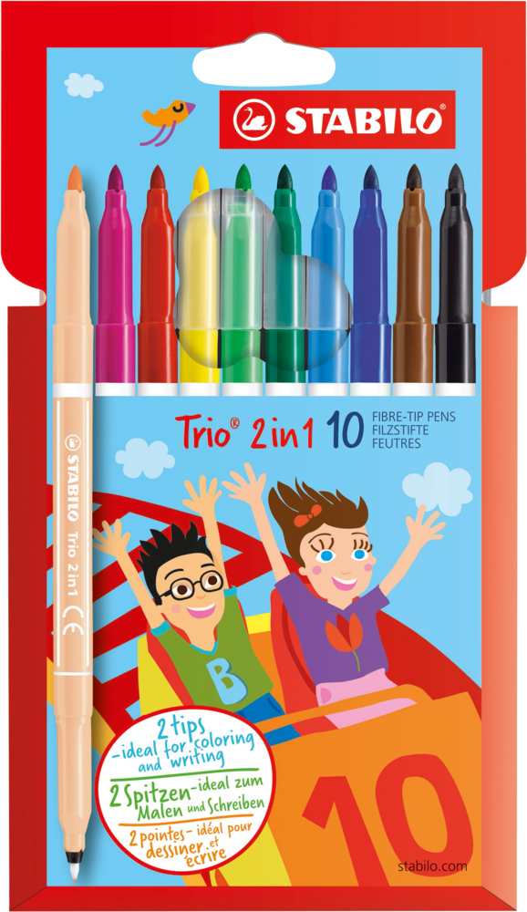 Cover: 4006381361729 | Filzstift und Fineliner in einem - STABILO Trio 2 in 1 - 10er Pack...