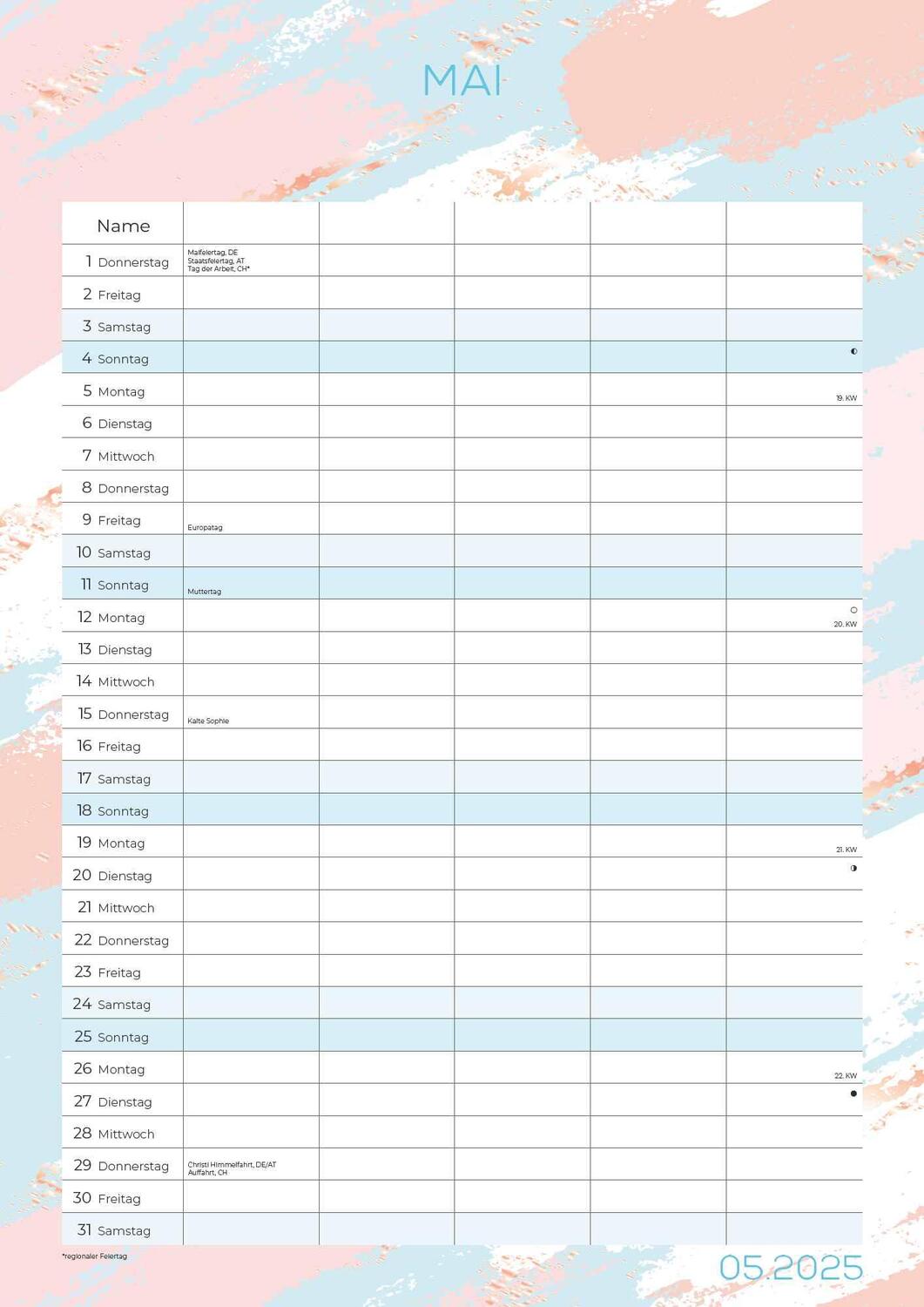 Bild: 4251732343477 | Familienplaner Pastell 2025 - Familienkalender A3 (29,7x42 cm) -...