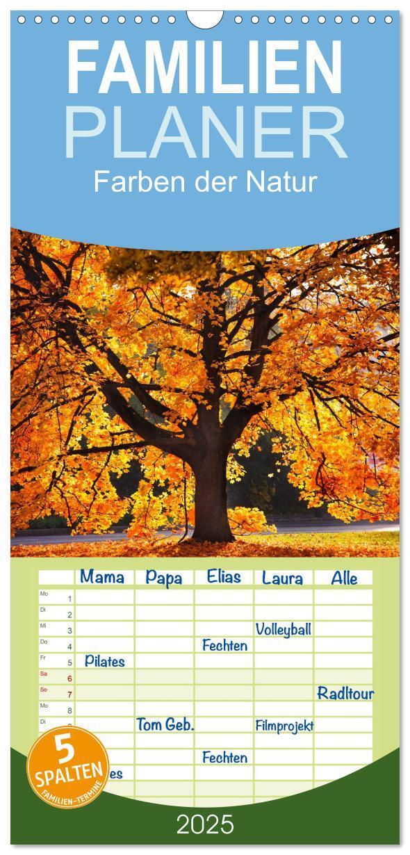 Cover: 9783457120286 | Familienplaner 2025 - Farben der Natur mit 5 Spalten (Wandkalender,...