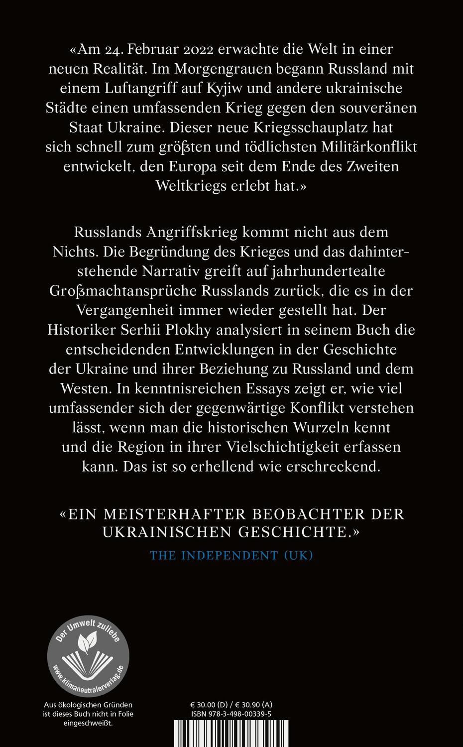 Rückseite: 9783498003395 | Die Frontlinie | Serhii Plokhy | Buch | Deutsch | 2022 | Rowohlt