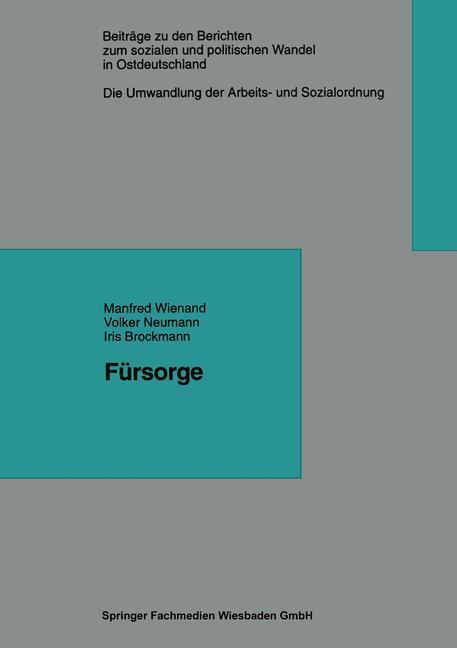 Cover: 9783322957955 | Fürsorge | Manfred Wienand | Taschenbuch | Paperback | 134 S. | 2012