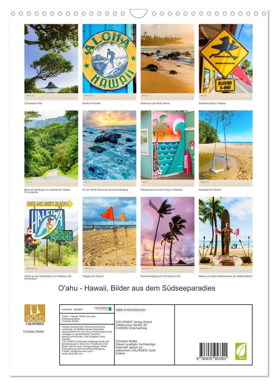 Bild: 9783435953301 | O'ahu - Hawaii, Bilder aus dem Südseeparadies (Wandkalender 2025...