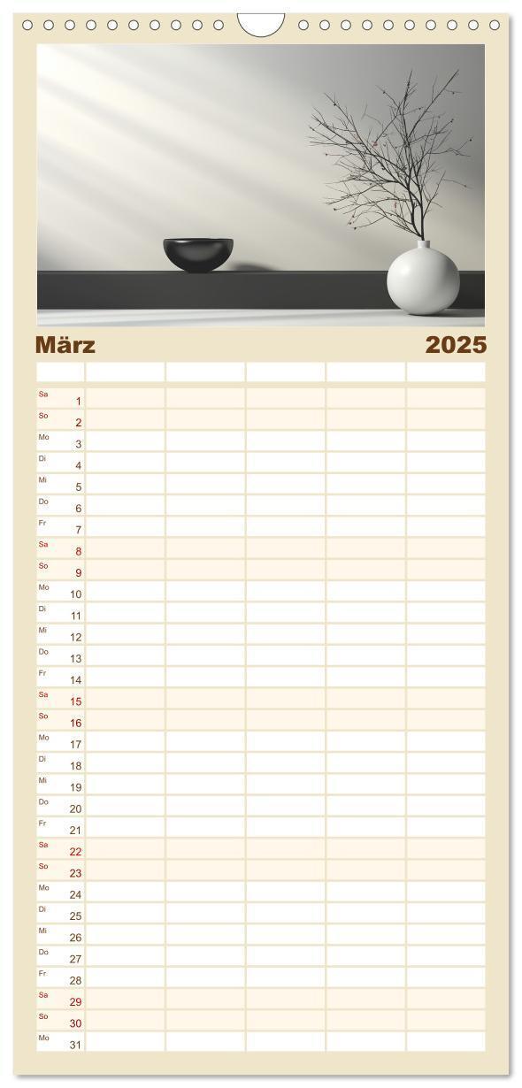 Bild: 9783457091692 | Familienplaner 2025 - Zen mit 5 Spalten (Wandkalender, 21 x 45 cm)...