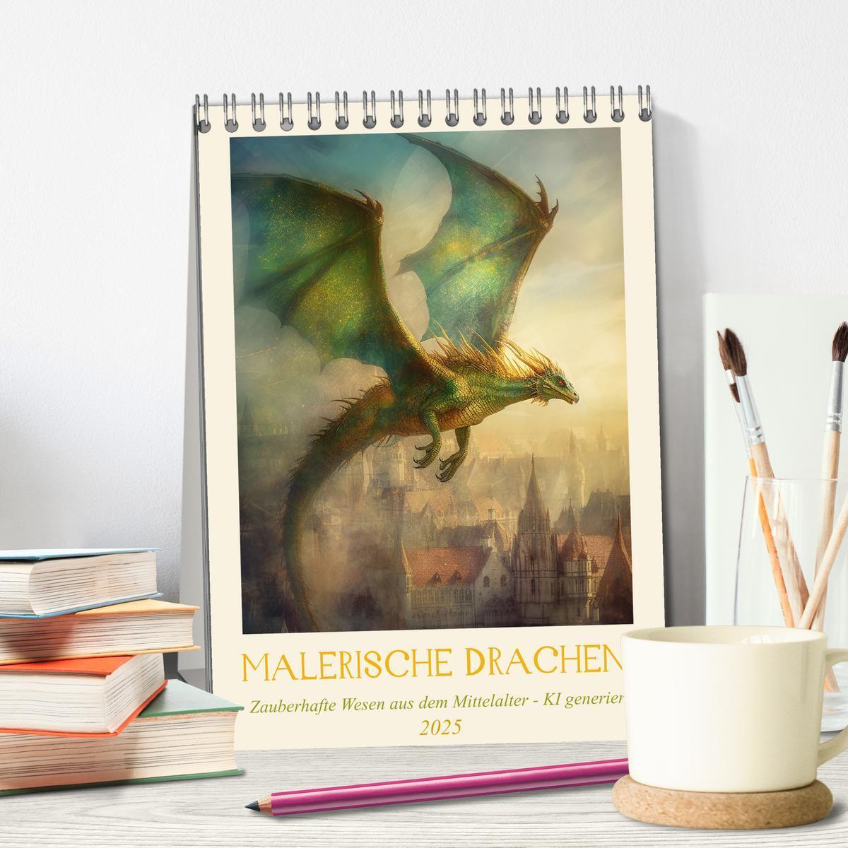 Bild: 9783435858736 | Malerische Drachen (Tischkalender 2025 DIN A5 hoch), CALVENDO...