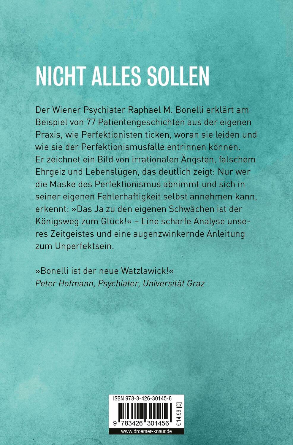 Rückseite: 9783426301456 | Perfektionismus | Wenn das Soll zum Muss wird | Raphael M. Bonelli