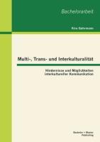 Cover: 9783955491598 | Multi-, Trans- und Interkulturalität: Hindernisse und Möglichkeiten...