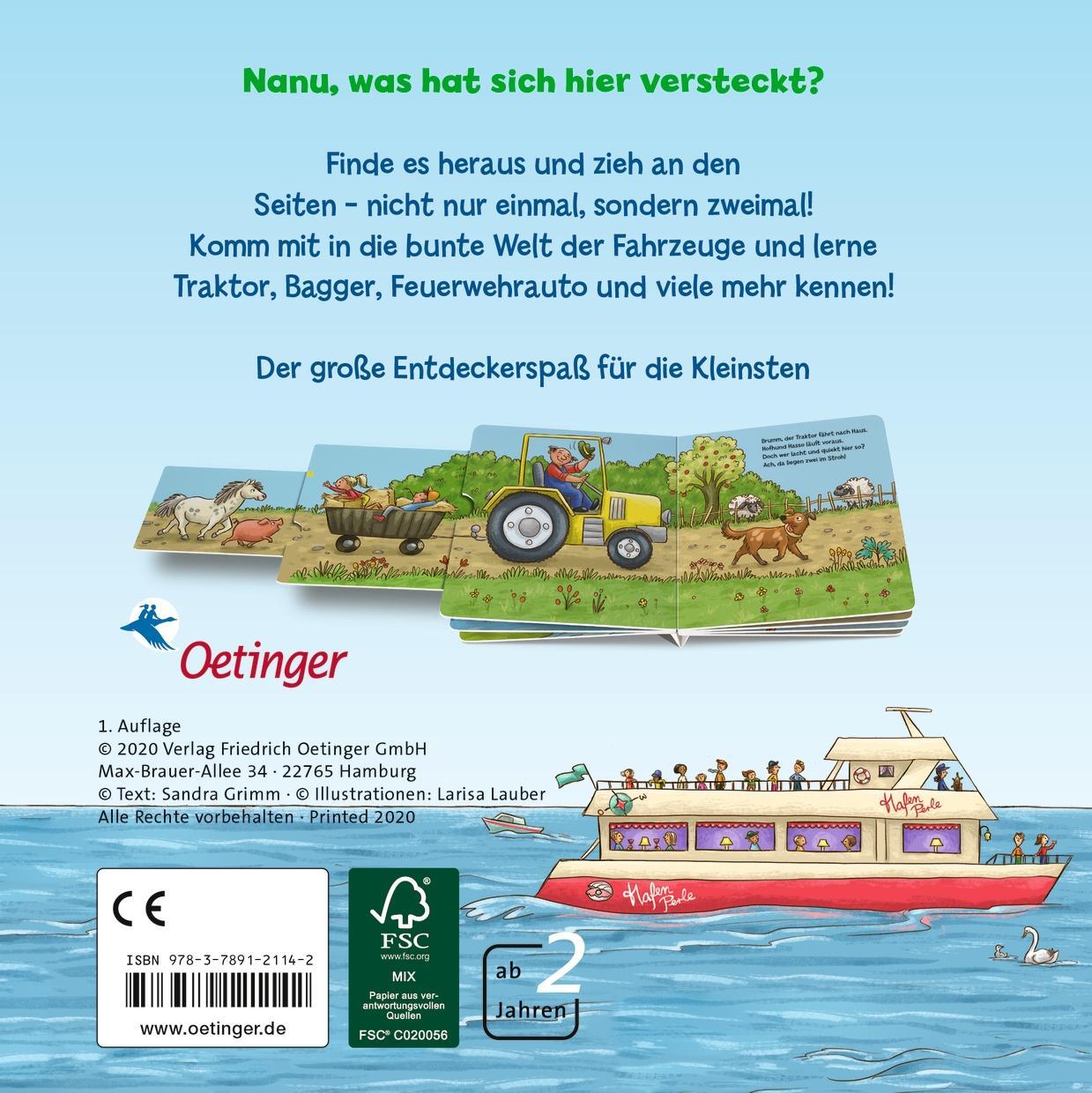 Rückseite: 9783789121142 | Zieh 2-mal ... und finde die Fahrzeuge | Sandra Grimm | Buch | 14 S.