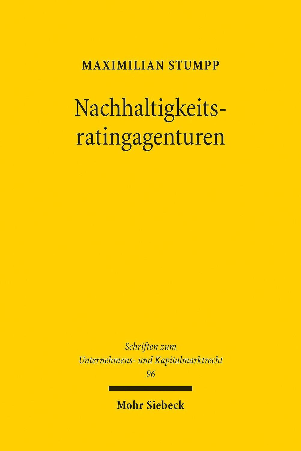 Cover: 9783161610523 | Nachhaltigkeitsratingagenturen | Haftung und Regulierung | Stumpp