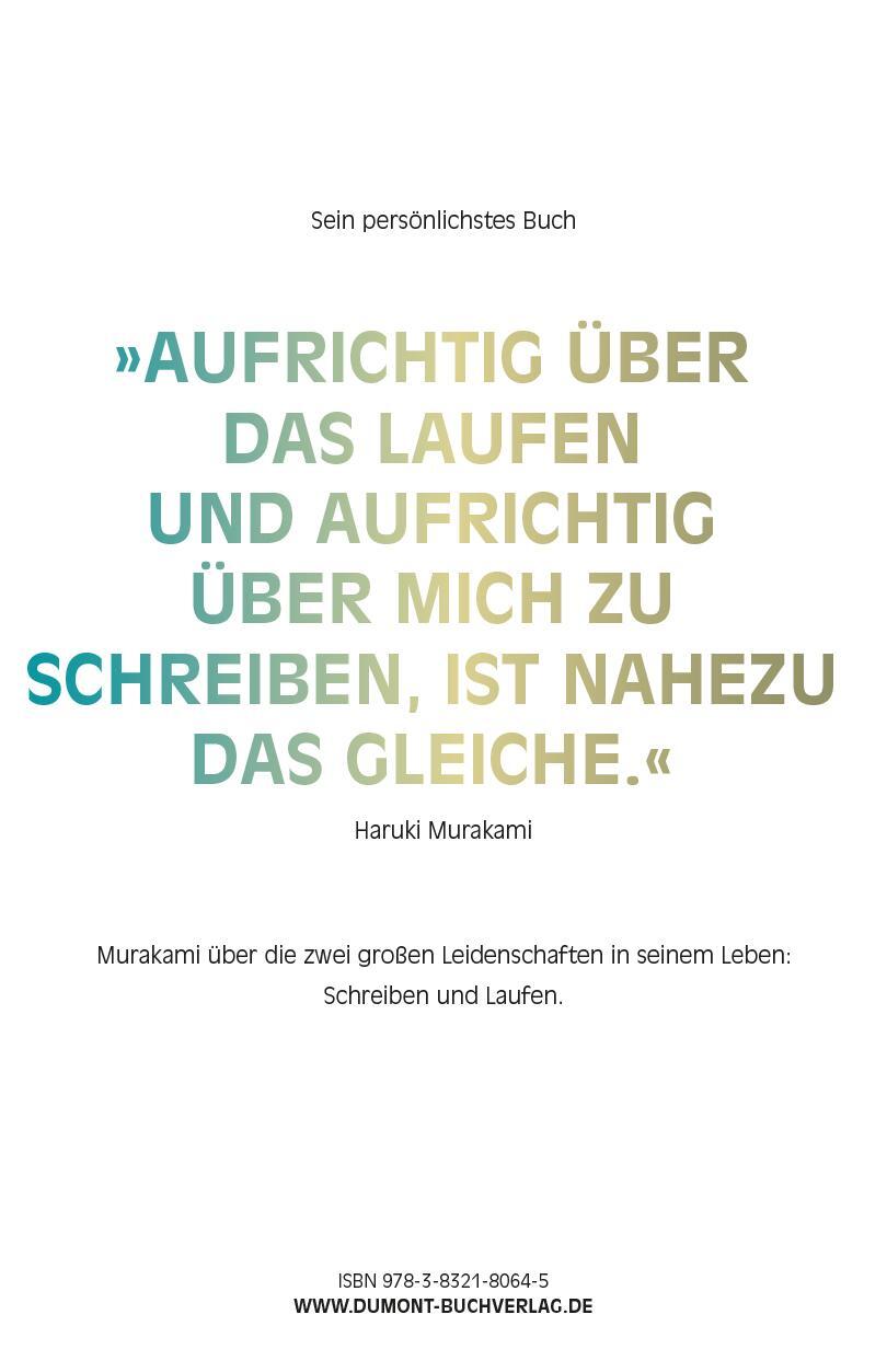 Rückseite: 9783832180645 | Wovon ich rede, wenn ich vom Laufen rede | Haruki Murakami | Buch