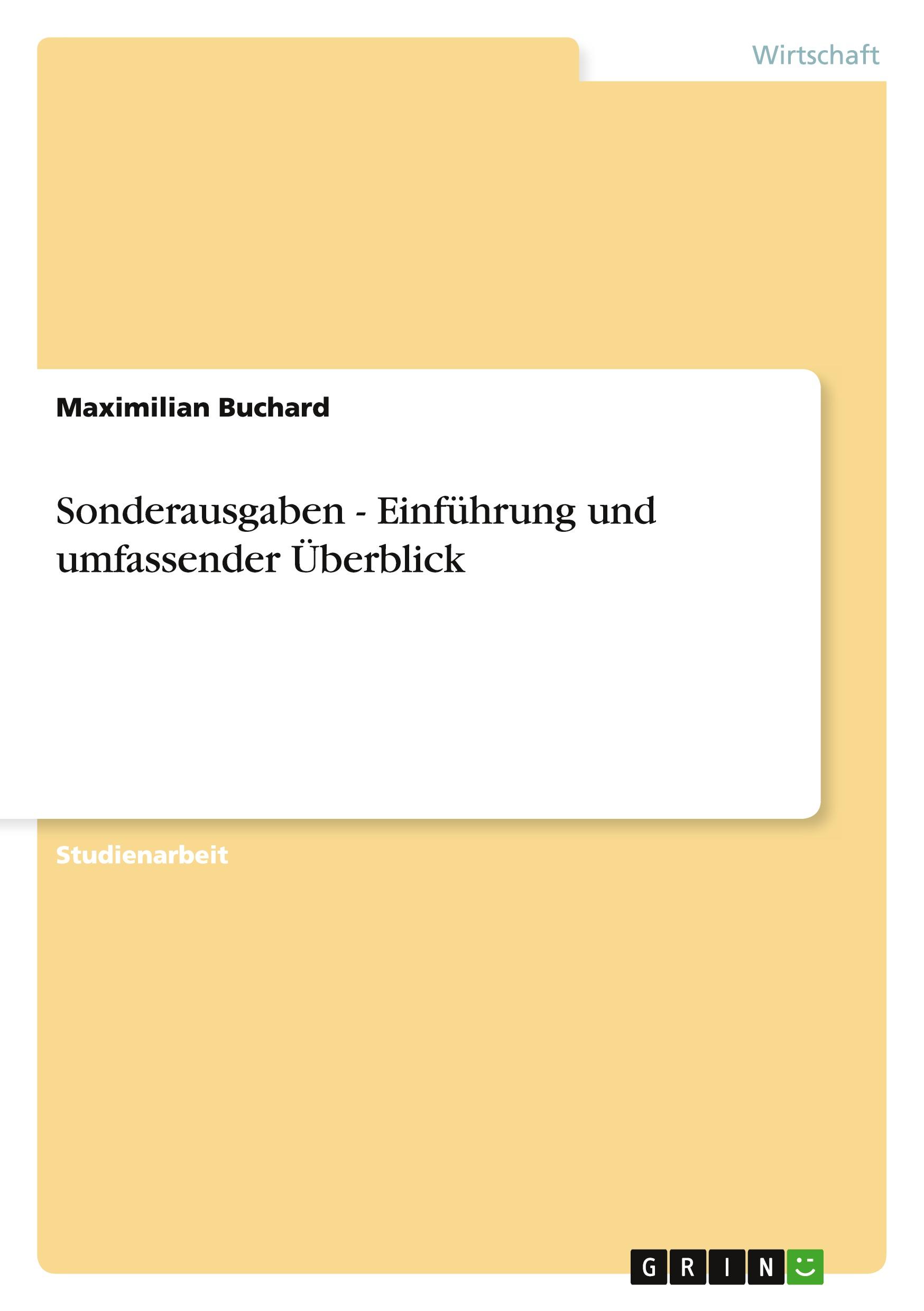 Cover: 9783656405948 | Sonderausgaben - Einführung und umfassender Überblick | Buchard | Buch