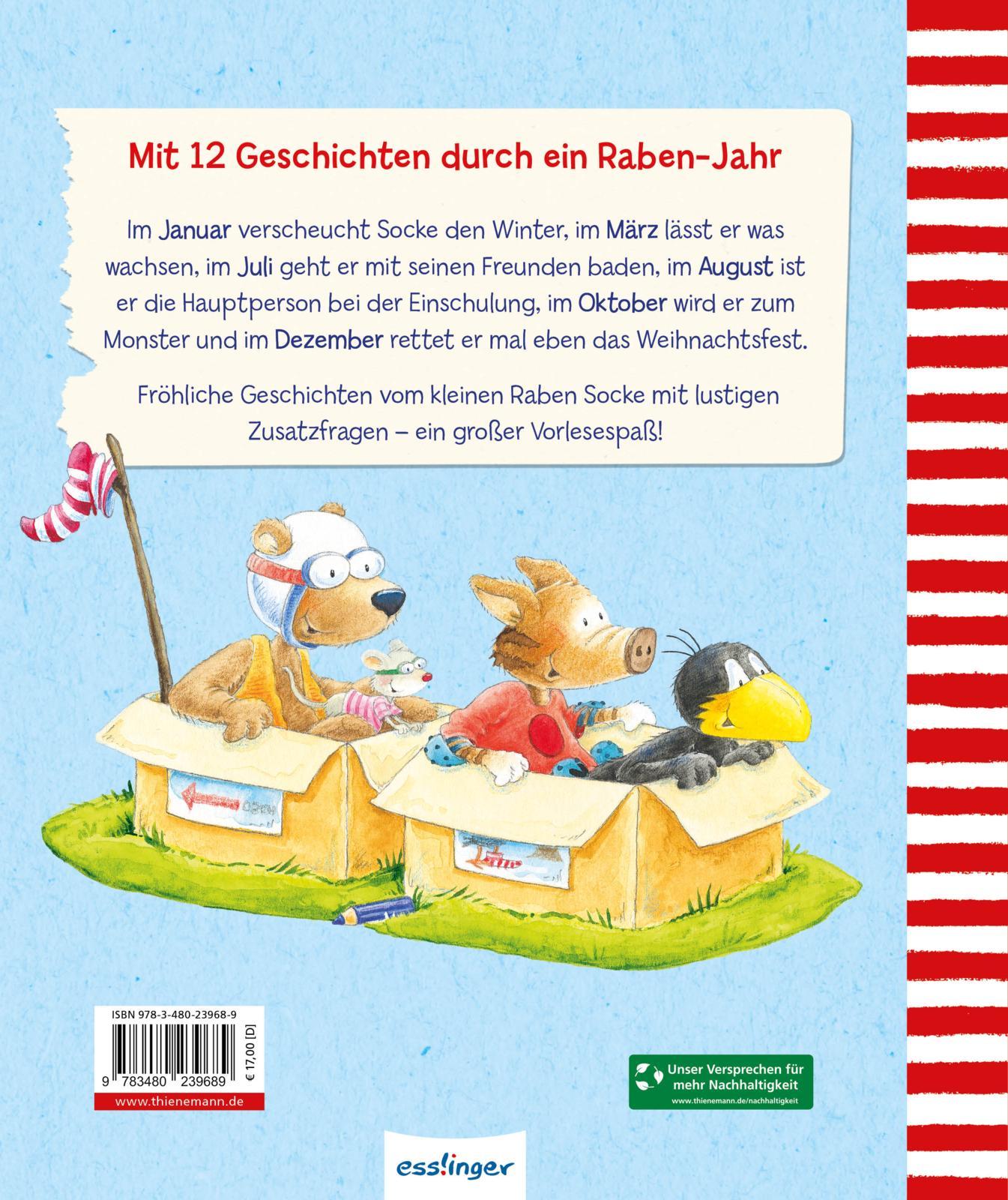 Rückseite: 9783480239689 | Der kleine Rabe Socke: Mit Socke durchs Jahr | Nele Moost | Buch