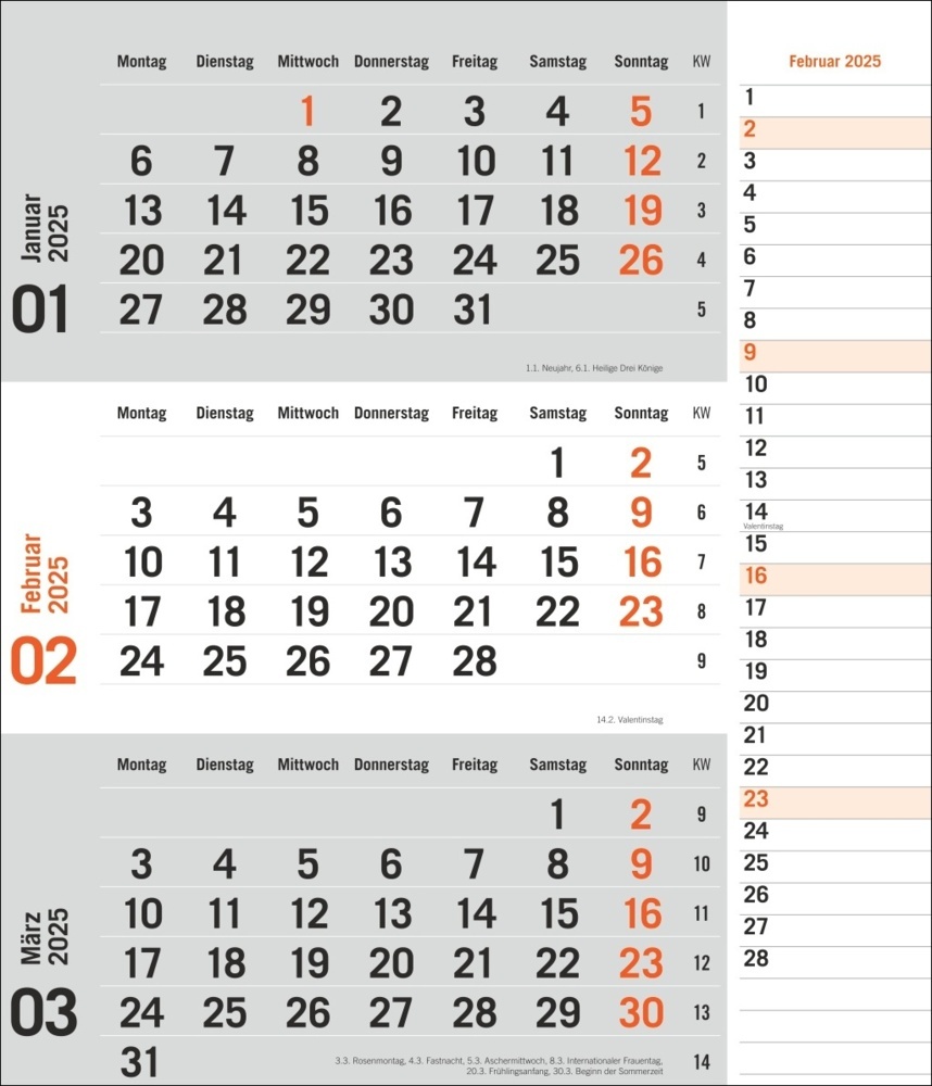 Bild: 9783756406807 | 3-Monatsplaner, orange 2025 | Kalender | Spiralbindung | 12 S. | 2025