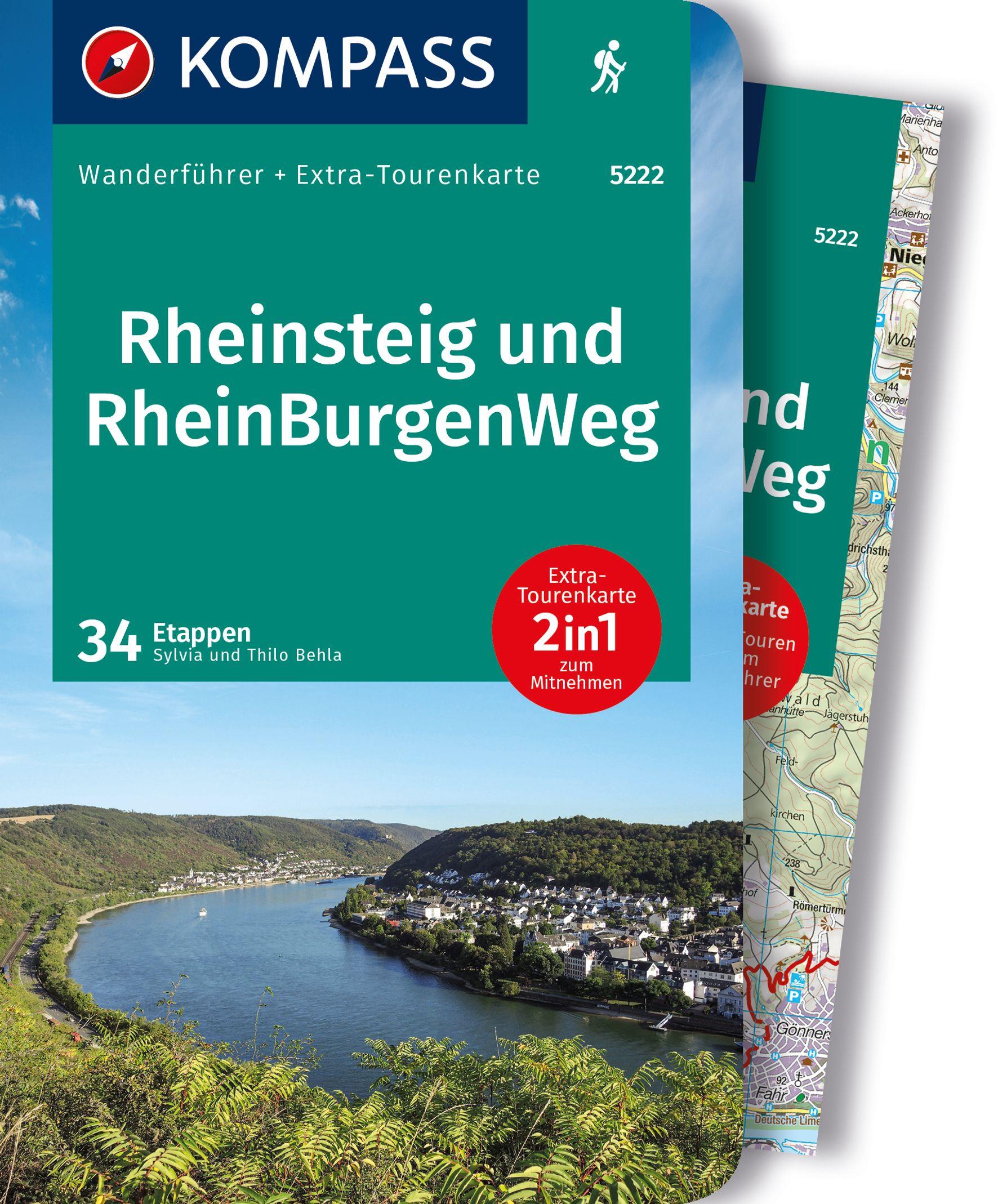 Cover: 9783991218418 | KOMPASS Wanderführer Rheinsteig RheinBurgenWeg, 34 Etappen mit...