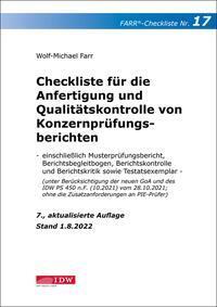 Cover: 9783802127458 | Checkliste 17 für die Anfertigung und Qualitätskontrolle von...