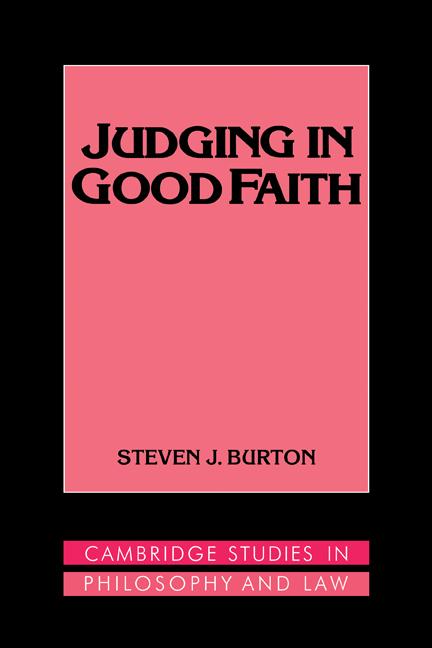 Cover: 9780521419949 | Judging in Good Faith | Steven J. Burton | Buch | Englisch | 2009