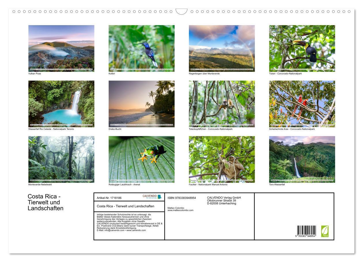 Bild: 9783383948954 | Costa Rica - Tierwelt und Landschaften (Wandkalender 2025 DIN A2...