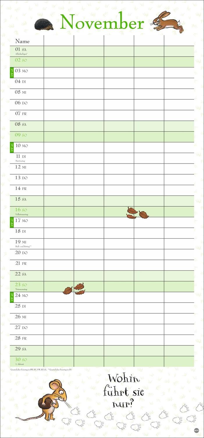 Bild: 9783756405923 | Der Grüffelo Familienplaner 2025 | Kalender | Familienplaner Athesia