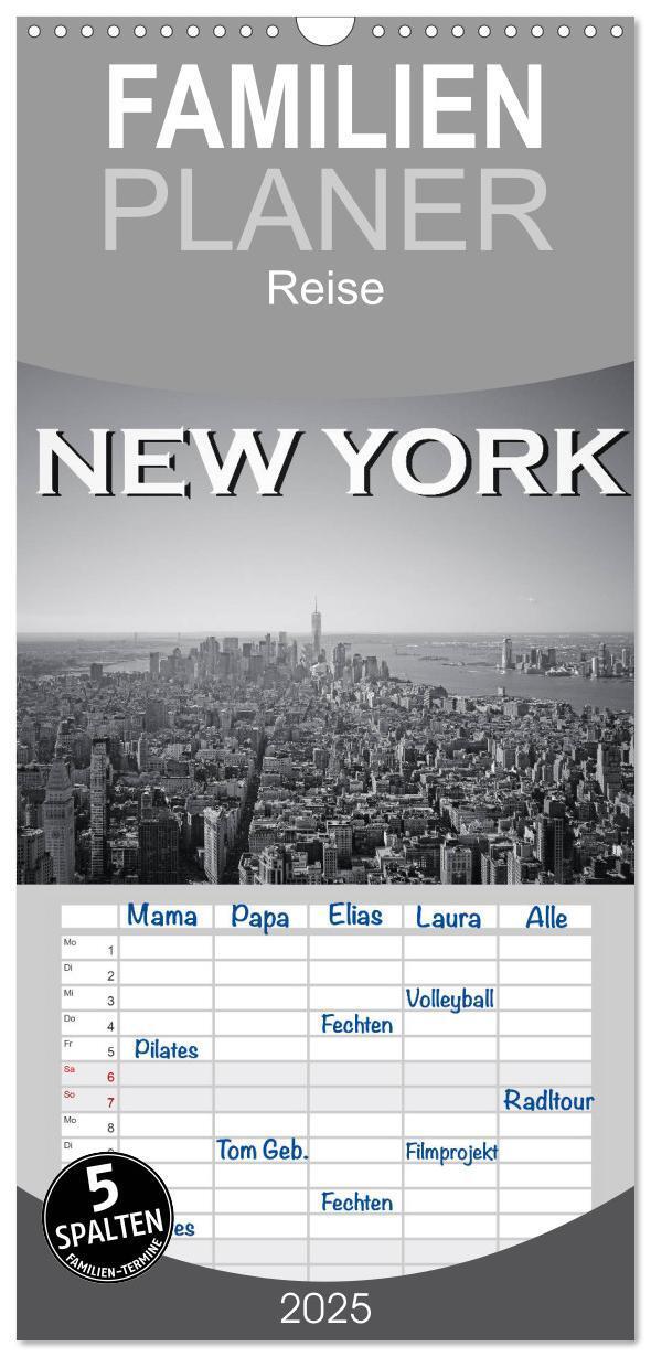 Cover: 9783457120927 | Familienplaner 2025 - New York in schwarz weiss mit 5 Spalten...