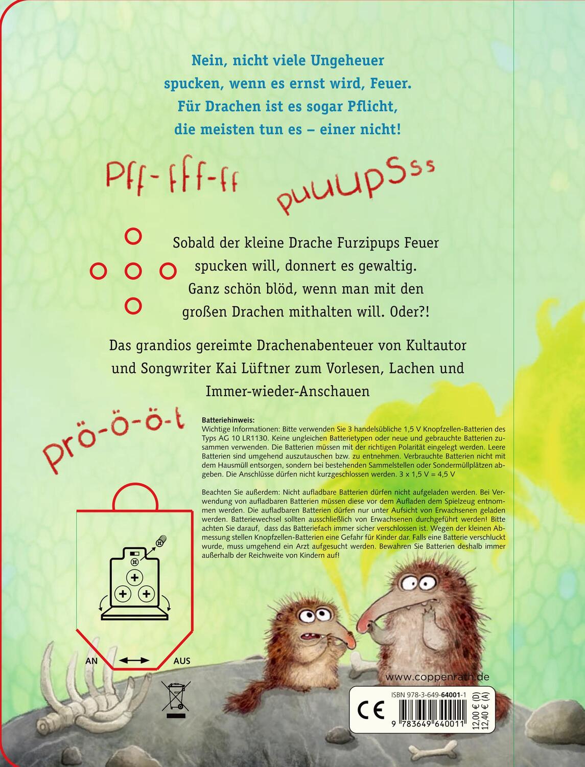 Rückseite: 9783649640011 | Furzipups, der Knatterdrache (Pappbilderbuch) | Kai Lüftner | Buch