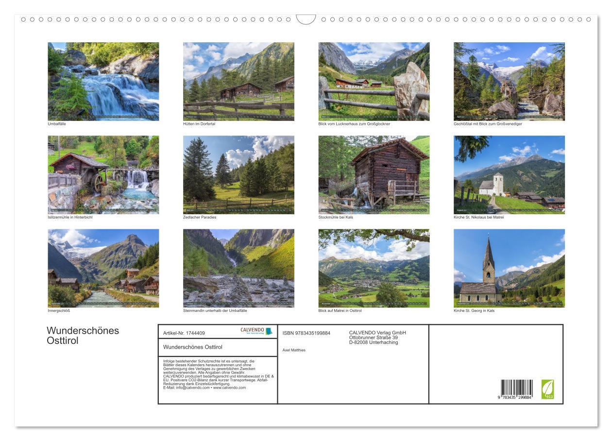 Bild: 9783435199884 | Wunderschönes Osttirol (Wandkalender 2025 DIN A2 quer), CALVENDO...