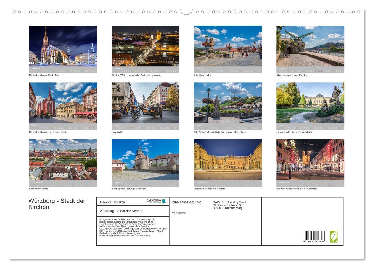 Bild: 9783435224746 | Würzburg - Stadt der Kirchen (Wandkalender 2025 DIN A2 quer),...