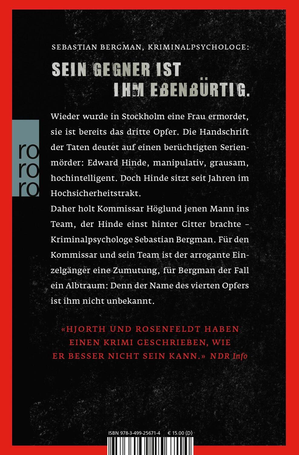 Rückseite: 9783499256714 | Die Frauen, die er kannte | Ein Fall für Sebastian Bergman | Buch