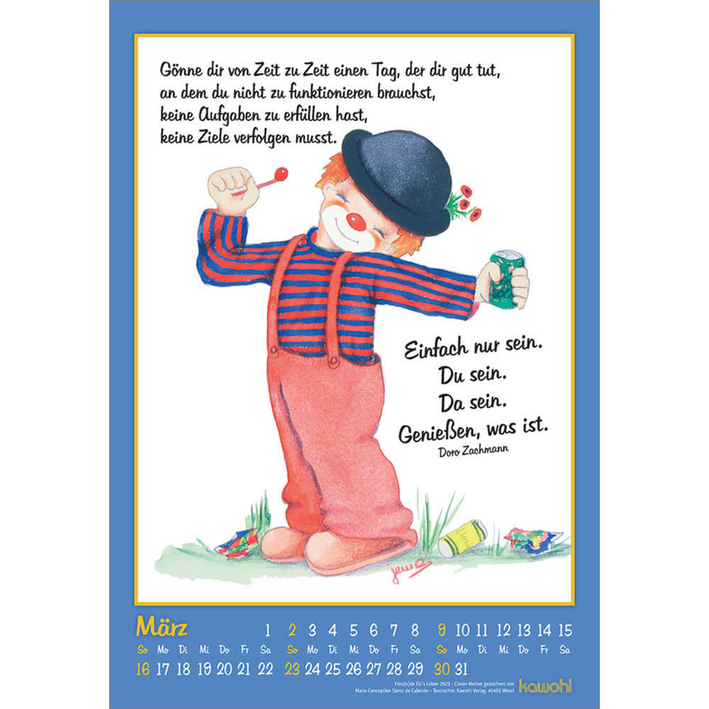 Bild: 9783754844557 | Freu(n)de für's Leben 2025 | Wandkalender mit Clown-Motiven | Bosmans