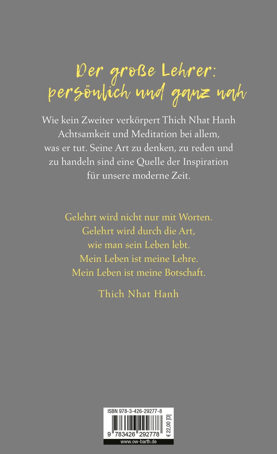 Rückseite: 9783426292778 | Mein Leben ist meine Lehre | Thich Nhat Hanh | Buch | 240 S. | Deutsch