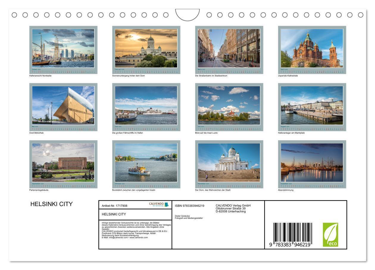 Bild: 9783383946219 | HELSINKI CITY (Wandkalender 2025 DIN A4 quer), CALVENDO Monatskalender