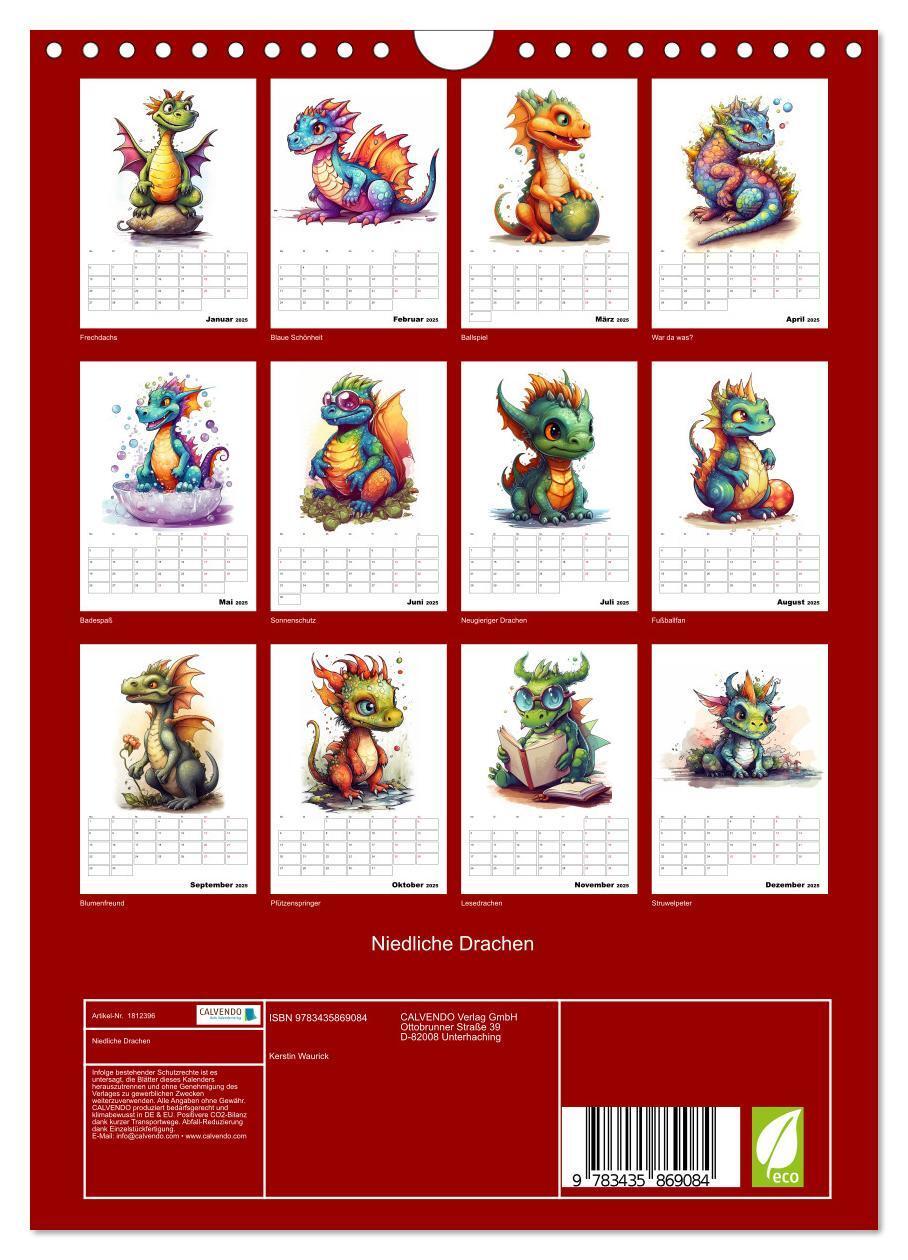 Bild: 9783435869084 | Niedliche Drachen (Wandkalender 2025 DIN A4 hoch), CALVENDO...