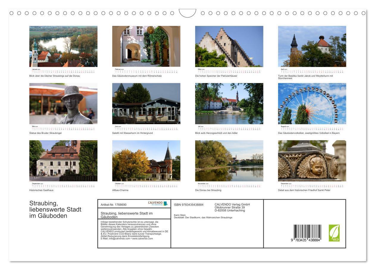 Bild: 9783435438884 | Straubing, liebenswerte Stadt im Gäuboden (Wandkalender 2025 DIN A3...