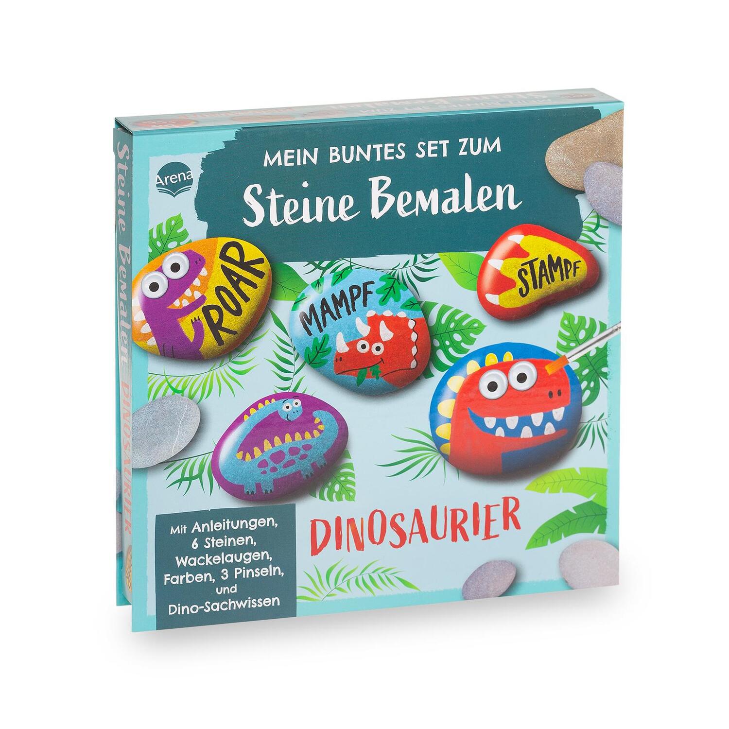 Cover: 9783401720586 | Mein buntes Set zum Steine Bemalen. Dinosaurier | Box | 48 S. | 2024