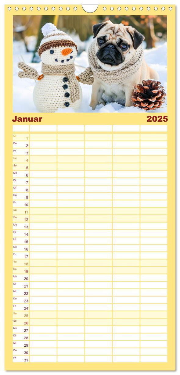 Bild: 9783457192672 | Familienplaner 2025 - Mops-Mania - Der Spaßkalender für Mops-Fans...