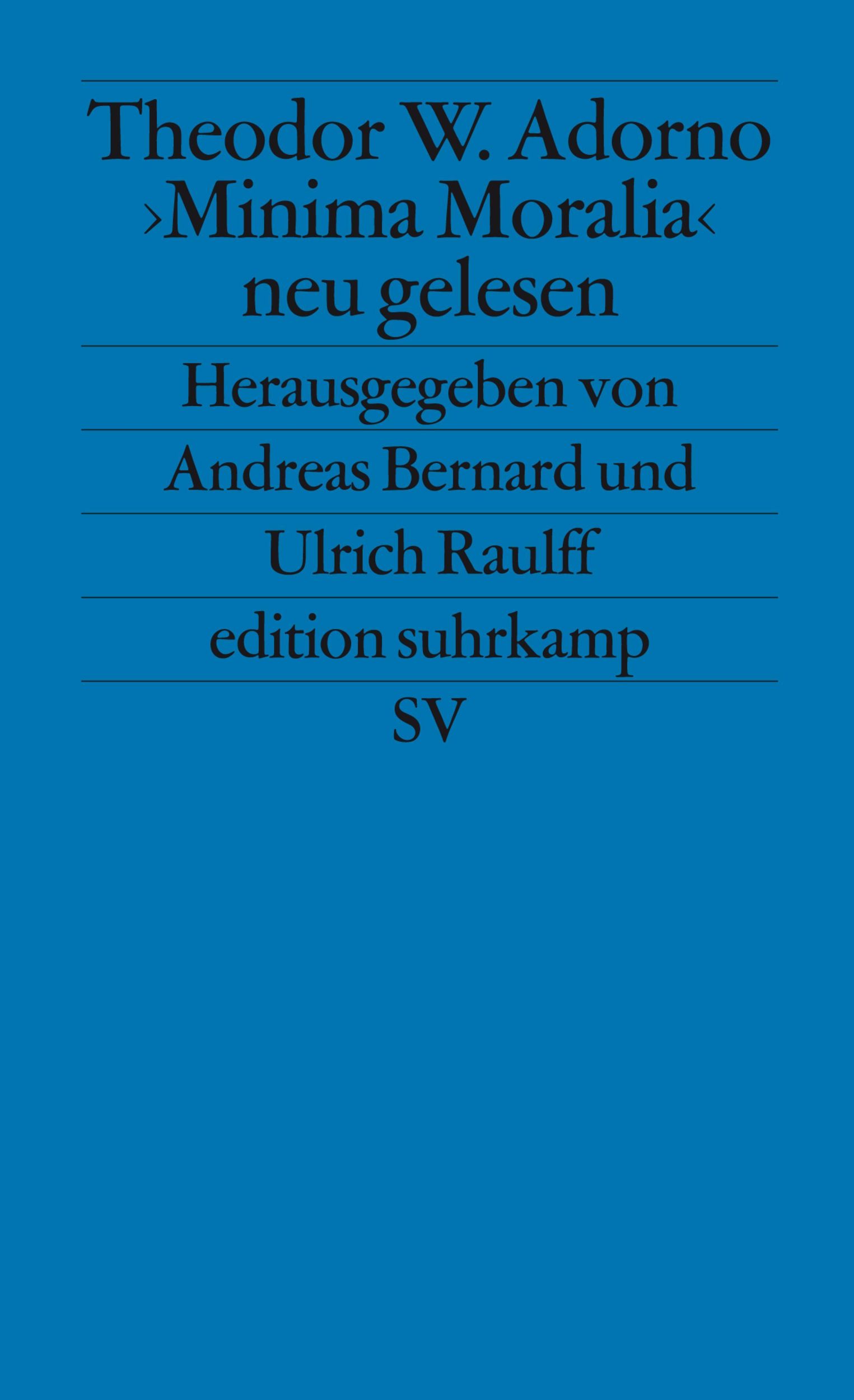 Cover: 9783518122846 | ' Minima Moralia' neu gelesen | Theodor W. Adorno | Taschenbuch | 2003