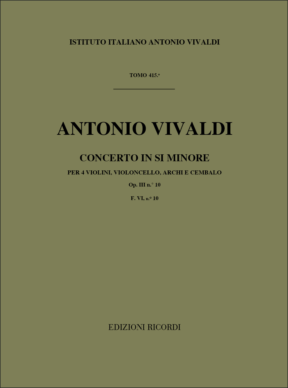 Cover: 9790041910901 | Concerto In Si Minore Op. III N. 10 RV 580 | Antonio Vivaldi | 1984