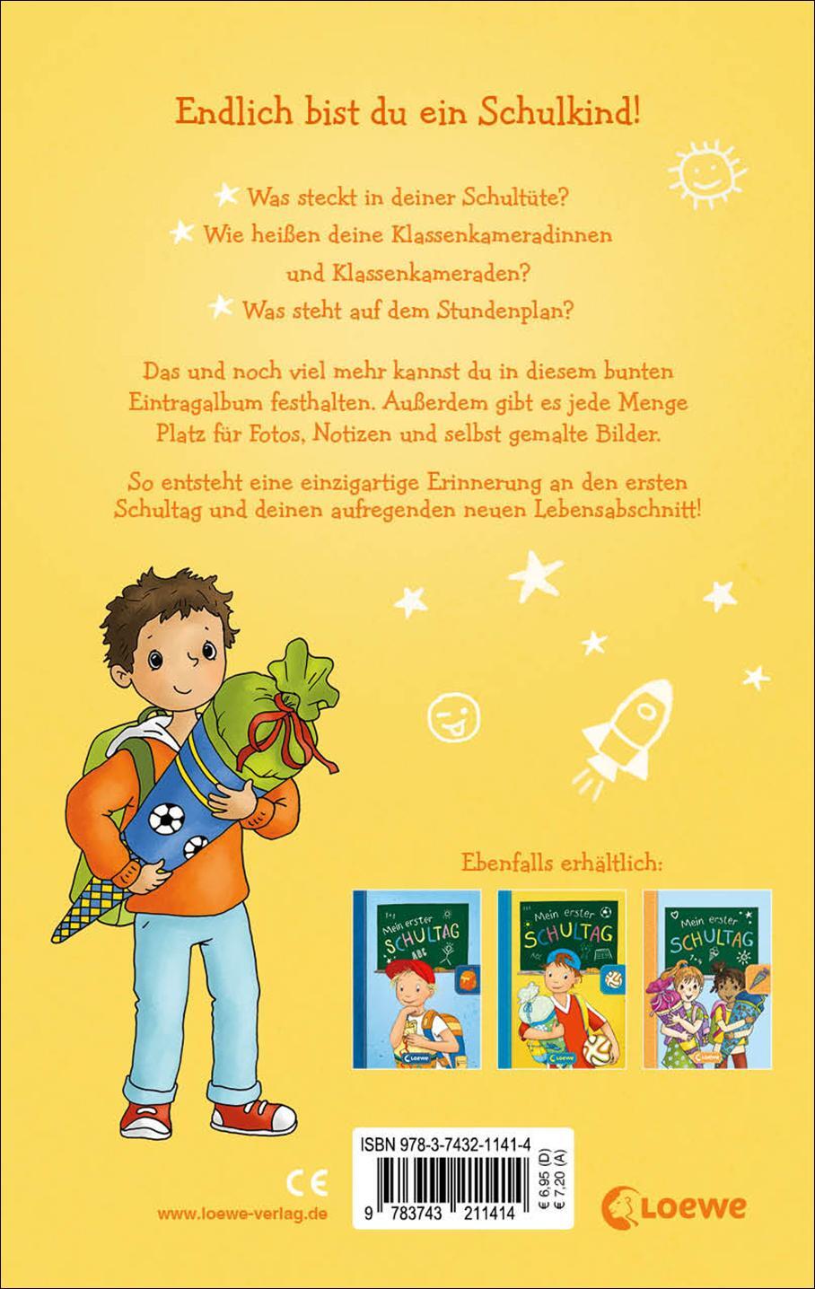 Rückseite: 9783743211414 | Mein erster Schultag - Jungs (Gelb) | Loewe Eintragbücher | Buch