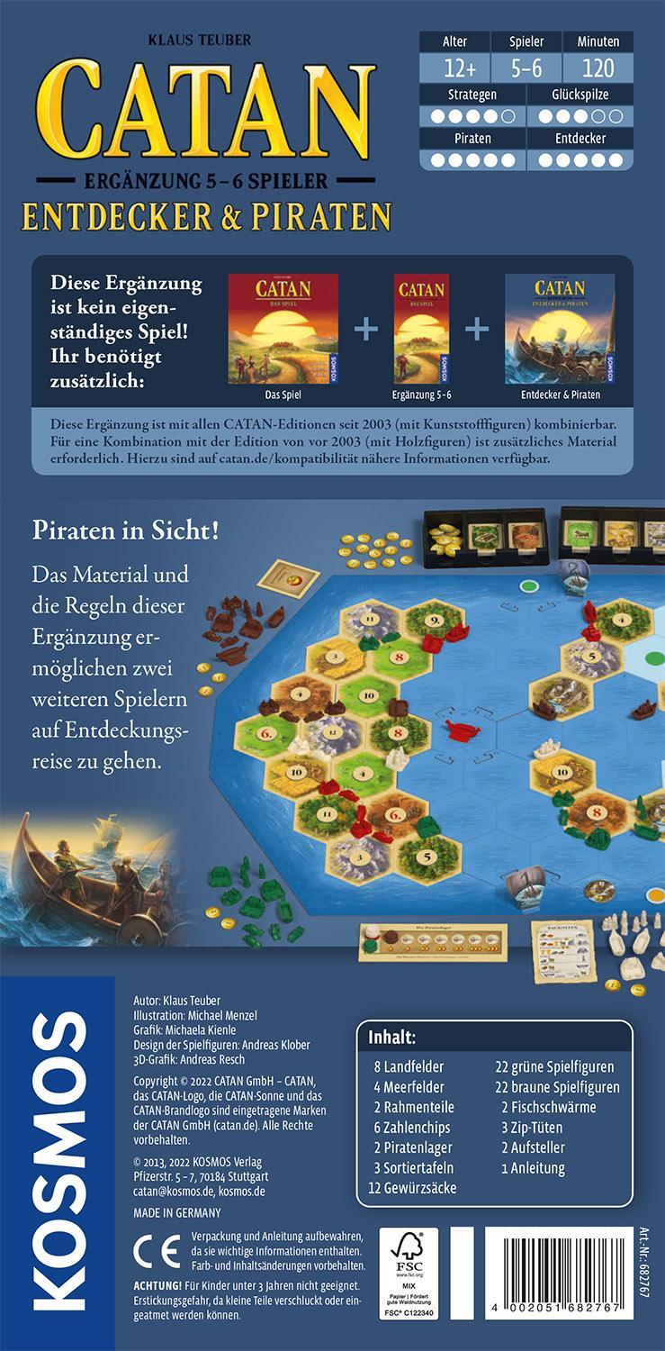 Rückseite: 4002051682767 | CATAN - Ergänzung 5-6 Spieler - Entdecker &amp; Piraten | Klaus Teuber