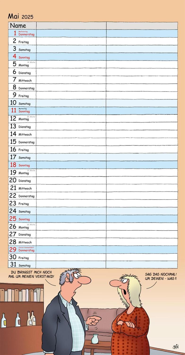 Bild: 9783830321811 | Uli Stein Timer für zwei 2025: Monatskalender für die Wand | Uli Stein