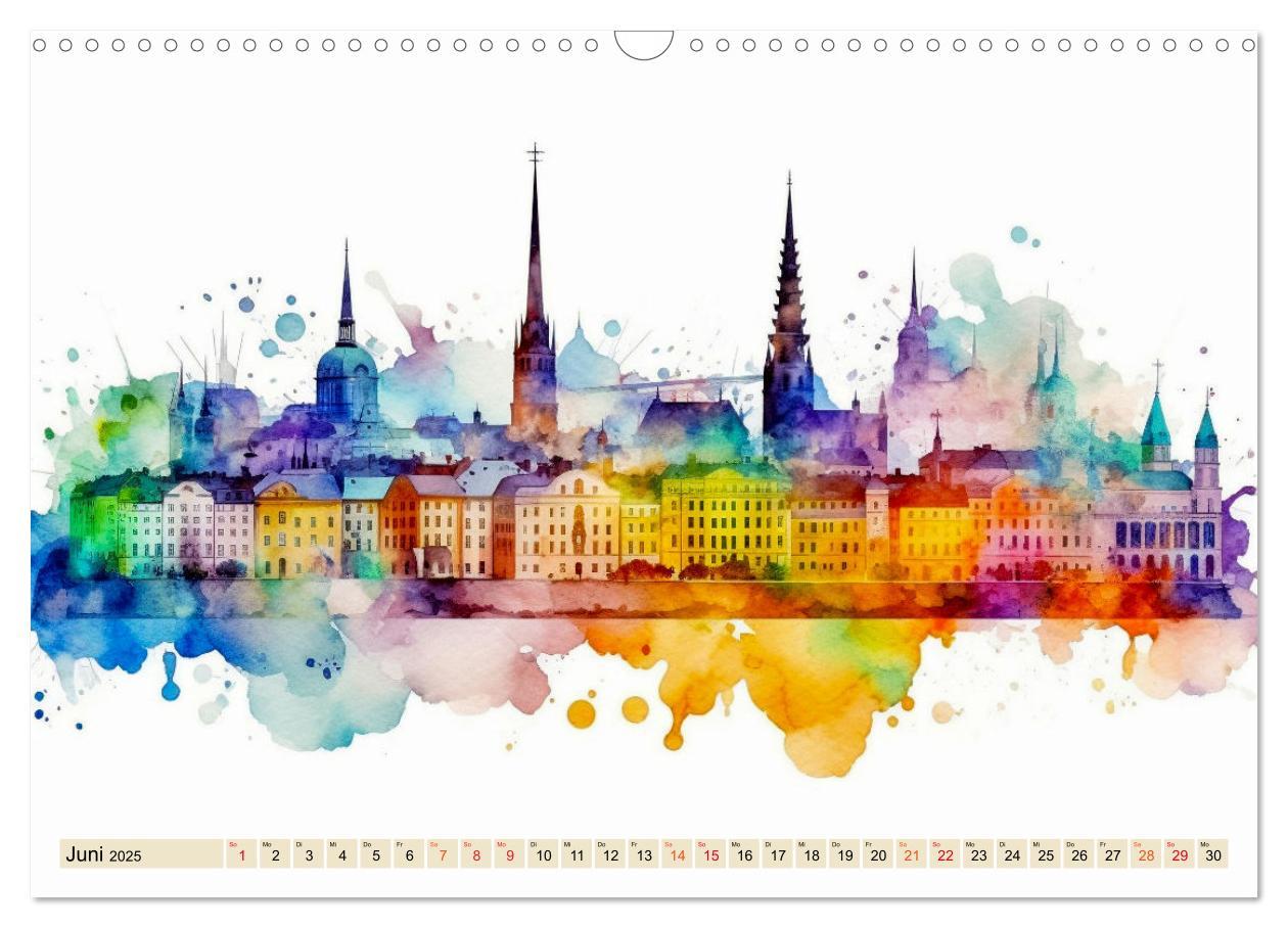 Bild: 9783383897634 | Skylines - bunte Städte (Wandkalender 2025 DIN A3 quer), CALVENDO...