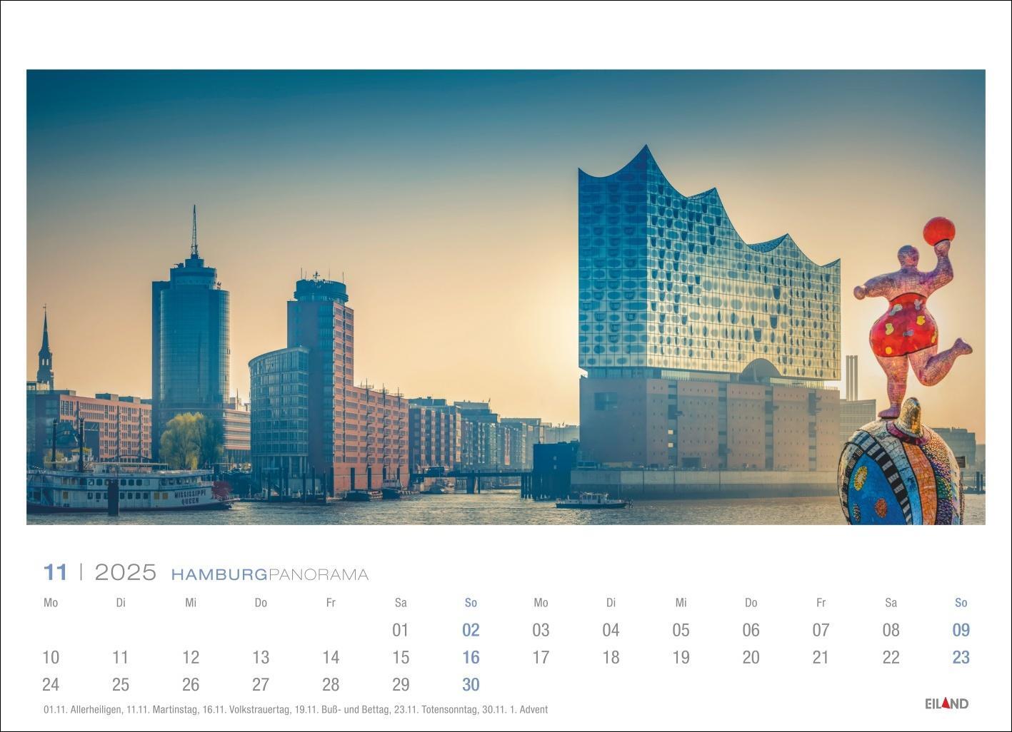 Bild: 9783964023391 | Hamburg Panorama Postkartenkalender 2025 | Eiland | Kalender | 13 S.