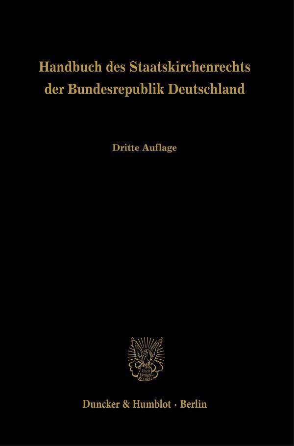 Cover: 9783428181353 | Handbuch des Staatskirchenrechts der Bundesrepublik Deutschland.