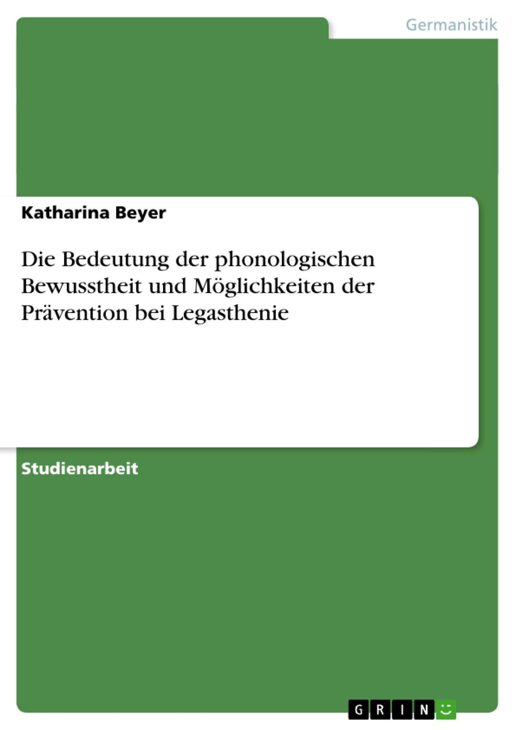 Cover: 9783640447596 | Die Bedeutung der phonologischen Bewusstheit und Möglichkeiten der...