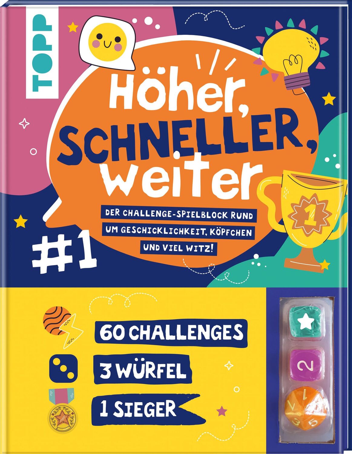 Cover: 9783735891723 | Höher, schneller, weiter! Der Challenge-Spieleblock mit 3 Würfeln