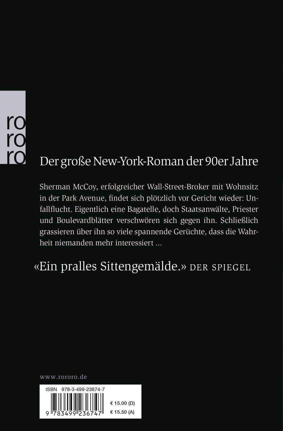 Rückseite: 9783499236747 | Fegefeuer der Eitelkeiten | Tom Wolfe | Taschenbuch | Deutsch | 2005