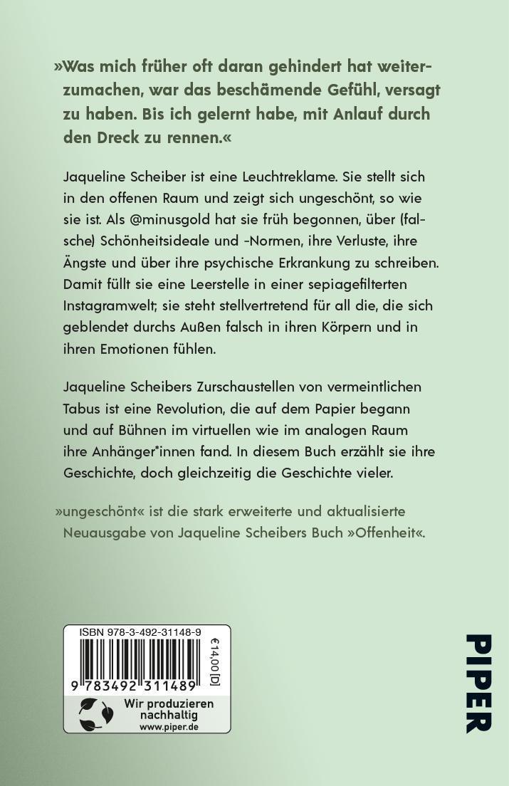 Rückseite: 9783492311489 | ungeschönt | Jaqueline Scheiber | Taschenbuch | 176 S. | Deutsch