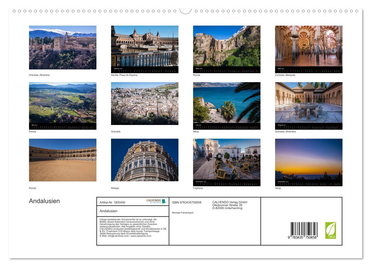 Bild: 9783435750658 | Andalusien (hochwertiger Premium Wandkalender 2025 DIN A2 quer),...