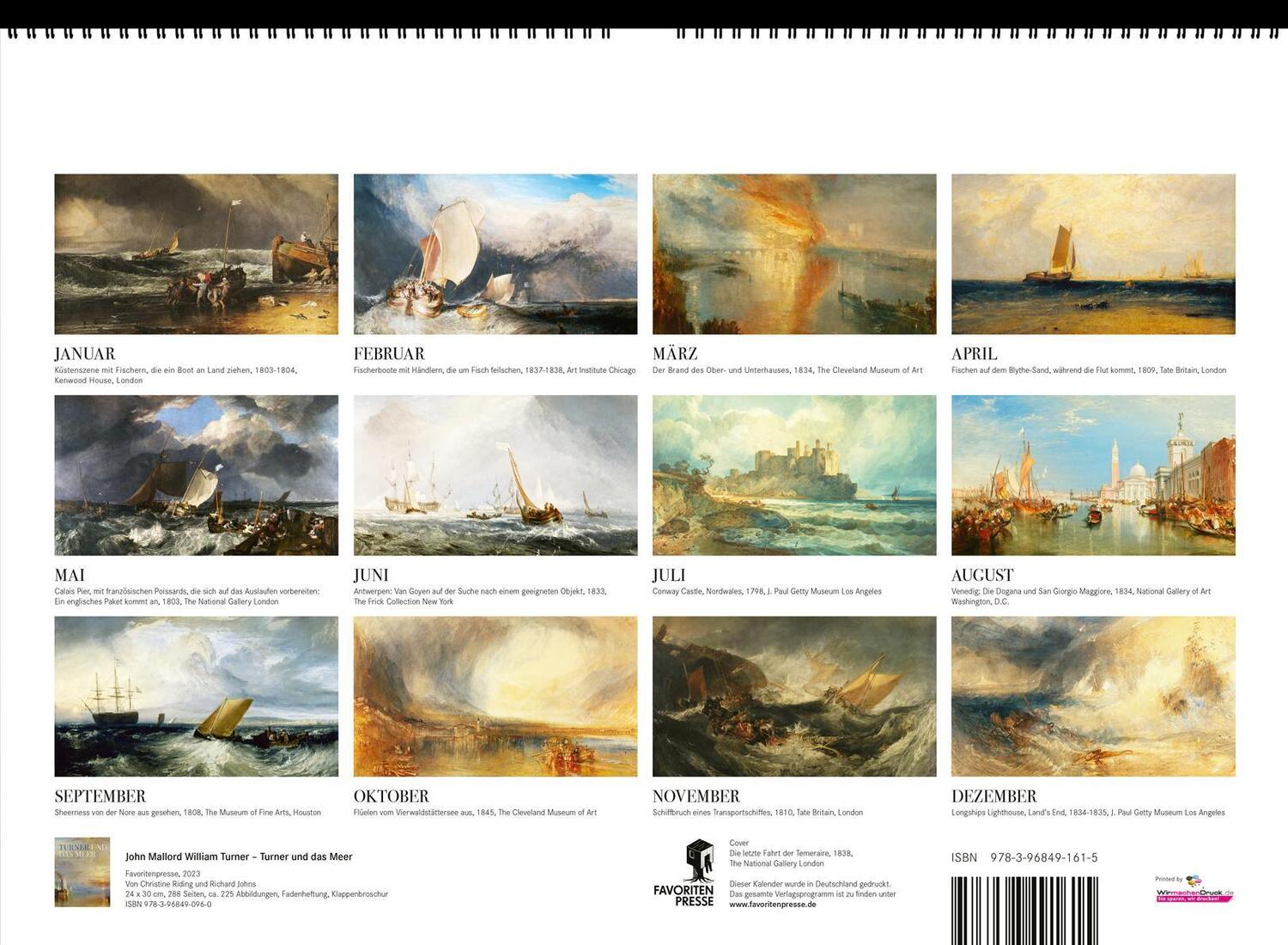 Rückseite: 9783968491615 | William Turner. Wandkalender 2025 | Seestücke. | Turner William | 2025