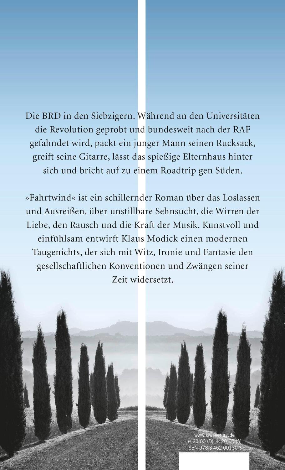 Rückseite: 9783462001303 | Fahrtwind | Roman | Klaus Modick | Buch | 208 S. | Deutsch | 2021