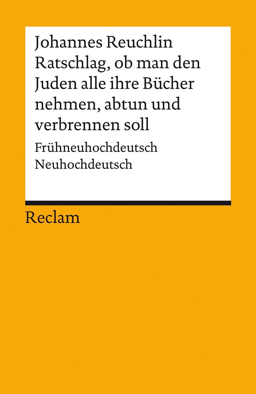 Cover: 9783150142486 | Ratschlag, ob man den Juden alle ihre Bücher nehmen, abtun und...